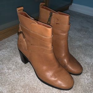 Brown heeled booties